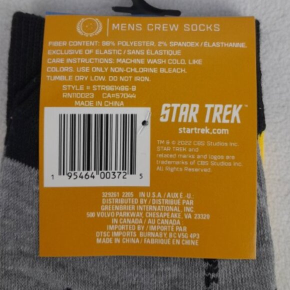 Star Trek Captain Kirk Yellow Mens Crew Socks - Picture 3 of 4